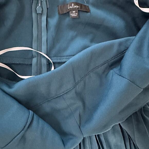 Lulus Sensational Charmer Teal Blue Pleated Sleeveless Maxi Dress Wedding Size M - Picture 13 of 16